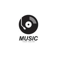 vinyl disk spela in musik logotyp vektor ikon illustration