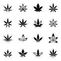 Packung mit Marihuana-Glyphen-Symbolen vektor