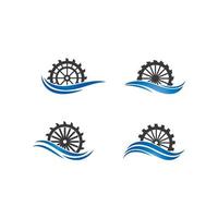 Wassermühle Logo Vektor Icon Konzept Illustration