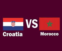 kroatien och marocko flagga emblem med namn symbol design Europa och afrika fotboll slutlig vektor europeisk och afrikansk länder fotboll lag illustration