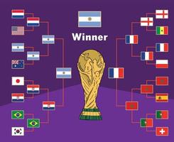 argentina emblem flaggor vinnare med trofén värld kopp slutlig fotboll symbol design latin Amerika vektor latin amerikan länder fotboll lag illustration