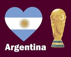 argentina flagga hjärta med värld kopp trofén slutlig fotboll symbol design latin Amerika och Europa vektor latin amerikan och europeisk länder fotboll lag illustration