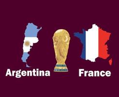 argentina mot Frankrike Karta flagga med värld kopp trofén slutlig fotboll symbol design latin Amerika och Europa vektor latin amerikan och europeisk länder fotboll lag illustration