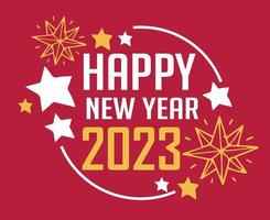 2023 frohes neues Jahr Urlaub abstraktes Vektorillustrationsdesign gelb und weiß mit rotem Hintergrund vektor