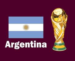 argentina flagga emblem med trofén värld kopp slutlig fotboll symbol design latin Amerika och Europa vektor latin amerikan och europeisk länder fotboll lag illustration