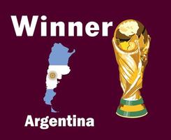 argentina Karta flagga vinnare med namn och trofén värld kopp slutlig fotboll symbol design latin Amerika vektor latin amerikan länder fotboll lag illustration