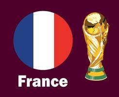 frankreich flagge mit trophäe weltcup final fußball symbol design lateinamerika und europa vektor lateinamerikanische und europäische länder fußballmannschaften illustration