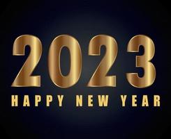 2023 guten Rutsch ins Neue Jahr abstraktes Feiertagsvektor-Illustrationsdesigngold mit schwarzem Hintergrund vektor
