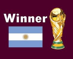 argentina flagga emblem vinnare med trofén värld kopp slutlig fotboll symbol design latin Amerika vektor latin amerikan länder fotboll lag illustration