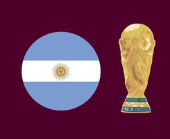 argentina flagga med värld kopp trofén slutlig fotboll symbol design latin Amerika vektor latin amerikan länder fotboll lag illustration