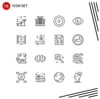 16 thematische Vektorumrisse und bearbeitbare Symbole für Bildungsunterricht Geld Vedio-Suche bearbeitbare Vektordesign-Elemente vektor