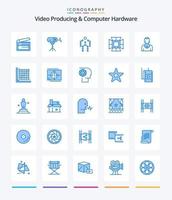 kreative Videoproduktion und Computerhardware 25 Blue Icon Pack wie Professional. hell. Besondere. Erleuchtung. Mensch vektor