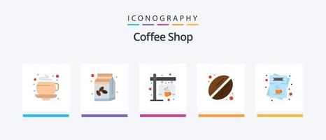 Coffee Shop Flat 5 Icon Pack inklusive Menü. Kaffee. Etikette. Cafe. Kaffee. kreatives Symboldesign vektor