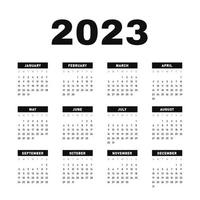 Schwarzes 2023-Kalender-Vektordesign vektor