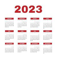röd 2023 kalender vektor design