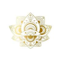 Lotusblume mit geometrischer goldener Verzierungsvektorlinearillustration vektor