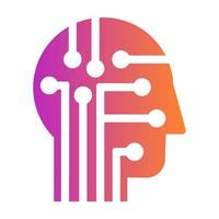 Tech-Logo menschlicher Kopf Curcuit-Symbolvektor isoliert vektor