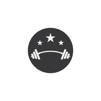 Langhantel, Kurzhantel Fitness-Studio-Symbol Logo-Vorlage Fitnessstudio-Abzeichen, Fitness-Logo vektor