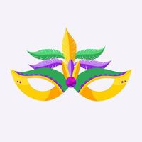 fröhliches karnevalsurlaubskonzept mit einer musikalischen maske mit federn. Karnevalsmaske. Vektor-Illustration. vektor