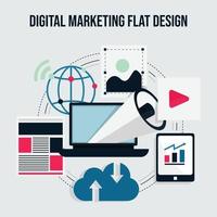 flaches Design des digitalen Marketingkonzepts vektor