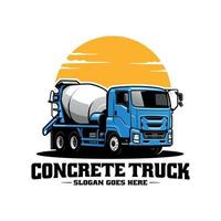 betongblandare lastbil, konstruktion fordon illustration logotyp vektor