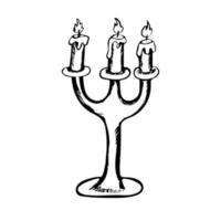 Kerzenständer oder Nachtkerzenhalter mit drei Armen und Kerzen. vektor