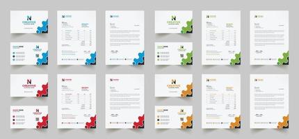 Corporate Branding Identity Design umfasst Visitenkarten, Rechnungen, Briefkopfdesigns und moderne Briefpapierpakete mit abstrakten Vorlagen vektor