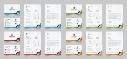 Corporate Branding Identity Design umfasst Visitenkarten, Rechnungen, Briefkopfdesigns und moderne Briefpapierpakete mit abstrakten Vorlagen vektor