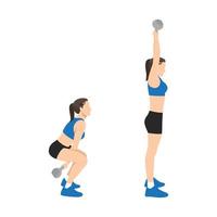 Frau, die zweiarmige Kettlebell-Swing-Übungen macht. flache vektorillustration lokalisiert auf weißem hintergrund vektor