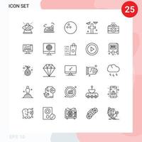 uppsättning av 25 modern ui ikoner symboler tecken för Foto kamera hastighet gård grav redigerbar vektor design element