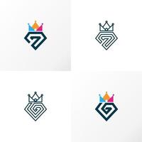 enkel krona och femhörning tycka om brev g font bild grafisk ikon logotyp design abstrakt begrepp vektor stock. kan vara Begagnade som en symbol relaterad till kung eller drottning.