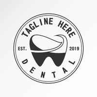 dental, tand, tänder behandling i klassisk emblem bild grafisk ikon logotyp design abstrakt begrepp vektor stock. kan vara Begagnade som en symbol relaterad till hälsa