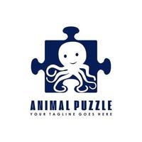 Puzzle-Form mit Oktopus Bild Grafik Symbol Logo Design abstraktes Konzept Vektor Stock. kann als Symbol für Spielzeug oder Tiere verwendet werden
