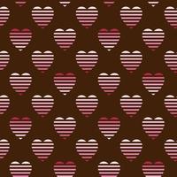 sömlös mönster av rosa skuggad hjärtan på choklad bakgrund. vektor design för fest firande, valentines dag, bröllop, mödrar dag, hälsning kort, inbjudningar, Hem dekoration.