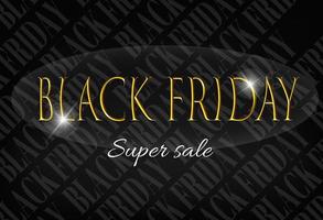 Black Friday Super Sale Gold Inschrift Design Template Design für Werbung, Banner, Flugblätter und Flyer vektor