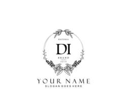 Initial Di Beauty Monogramm und elegantes Logo-Design, Handschrift-Logo der Erstunterschrift, Hochzeit, Mode, Blumen und Pflanzen mit kreativer Vorlage. vektor