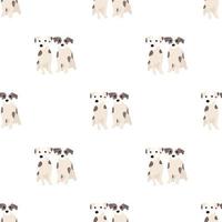 süße hunde jack russell terrier. lustige Tiere. Vektor handgezeichnetes nahtloses Muster. perfekt für baby, kinderbekleidung, druckdesign, textil. weißer Hintergrund.