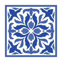 vektor portugisiska krukmakeri bricka med keramisk blommig prydnad. årgång blå portugal azulejo, mexikansk talavera, italiensk majolika, arabesk motiv eller spanska keramisk mosaik-