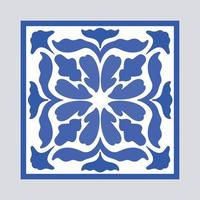 Vektor-portugiesische Keramikfliese mit keramischem Blumenornament. vintage blaues portugiesisches azulejo, mexikanisches talavera, italienische majolika, arabeskenmotiv oder spanisches keramikmosaik vektor