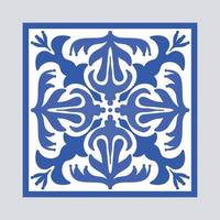 Vektor-portugiesische Keramikfliese mit keramischem Blumenornament. vintage blaues portugiesisches azulejo, mexikanisches talavera, italienische majolika, arabeskenmotiv oder spanisches keramikmosaik vektor