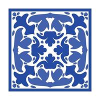 vektor portugisiska krukmakeri bricka med keramisk blommig prydnad. årgång blå portugal azulejo, mexikansk talavera, italiensk majolika, arabesk motiv eller spanska keramisk mosaik-