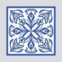 vektor portugisiska krukmakeri bricka med keramisk blommig prydnad. årgång blå portugal azulejo, mexikansk talavera, italiensk majolika, arabesk motiv eller spanska keramisk mosaik-