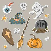 Satz von Halloween-Aufklebern im Doodle-Stil vektor