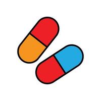 tabletter piller ikon illustration. översikt Färg ikon stil. ikon relaterad till sjukvård och medicinsk. enkel vektor design redigerbar