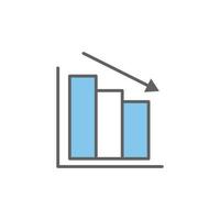 Grafik-Icon-Darstellung mit Pfeil nach unten. Rückgang des Finanzdiagramms. zweifarbiger Symbolstil. geeignet für Apps, Websites, mobile Apps. Symbol im Zusammenhang mit Finanzen. einfaches Vektordesign editierbar vektor