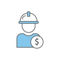 Builder-Symbol-Illustration mit Dollar. geeignet für Mitarbeitersymbol. zweifarbiger Symbolstil. Symbol im Zusammenhang mit dem Bau. einfaches Vektordesign editierbar vektor