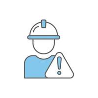 Builder-Symbol-Illustration mit Warnzeichen. geeignet für Aufmerksamkeitssymbol. zweifarbiger Symbolstil. Symbol im Zusammenhang mit dem Bau. einfaches Vektordesign editierbar vektor