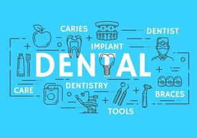 tandvård medicin, dental klinik tunn linje baner vektor
