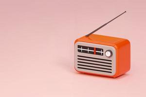 3d realistisk orange gammal retro årgång radio tuner mottagare ikon. nationell värld radio dag. tecknad serie stil vektor illustration isolerat baner med kopia Plats