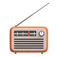 3D-realistische orange alte Retro-Vintage-Radio-Tuner-Empfänger-Symbol. Nationaler Weltradiotag. Cartoon-Stil-Vektor-Illustration isoliert auf weißem Hintergrund vektor